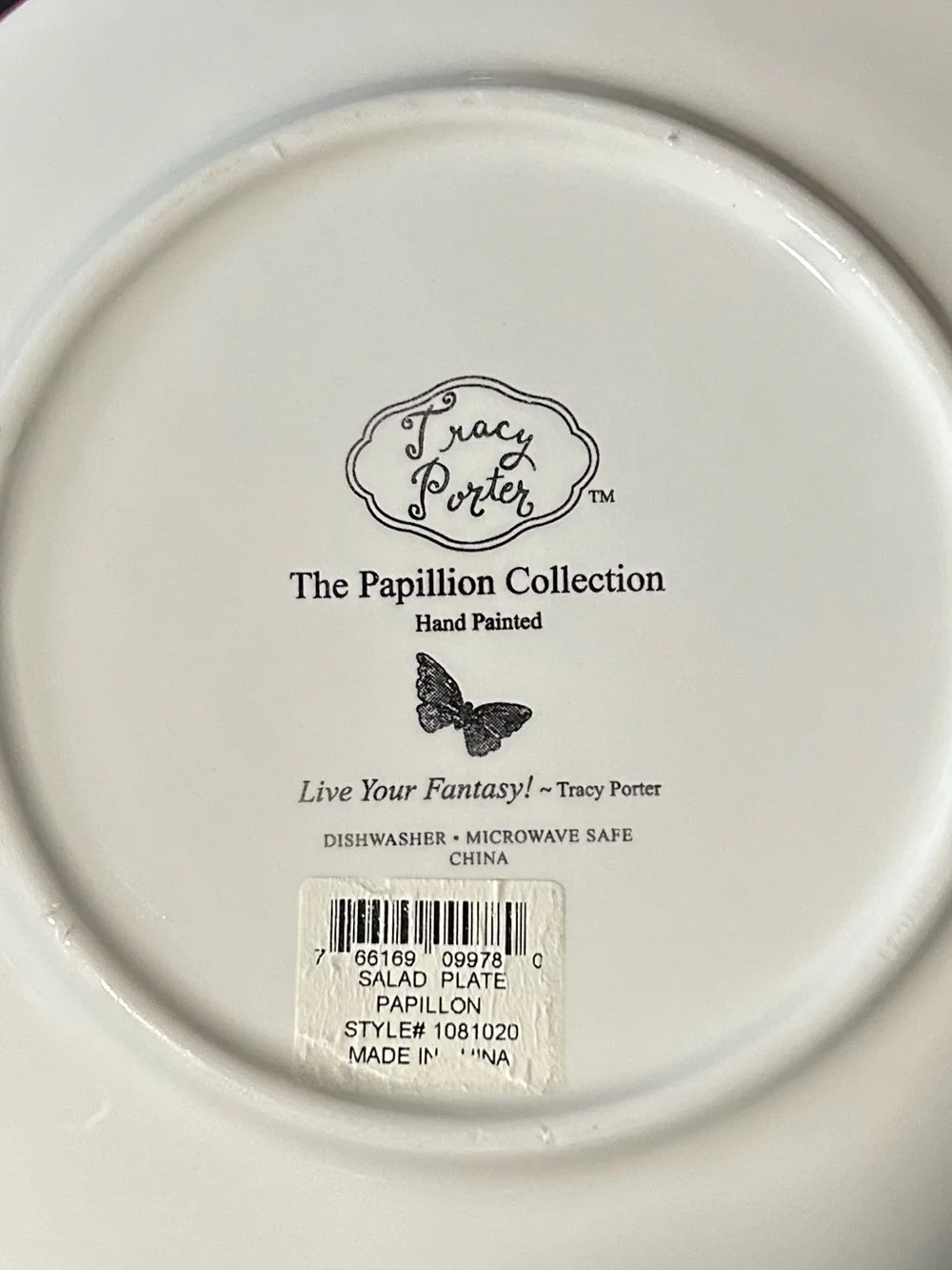 4- vintage Tracy Porter Papillon Collection 8” salad plates.